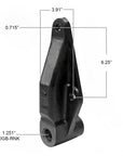 Peterbilt leaf spring hanger M1819 measurements.