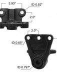 Volvo and Mack leaf spring hanger MV1657 measurements.