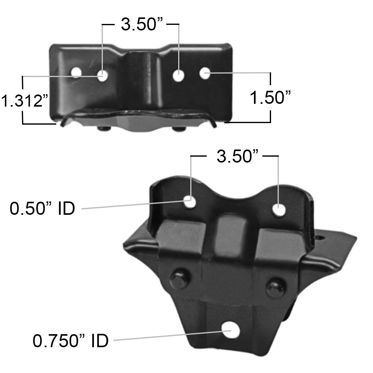 Ford front leaf spring hanger M1108 measurements.