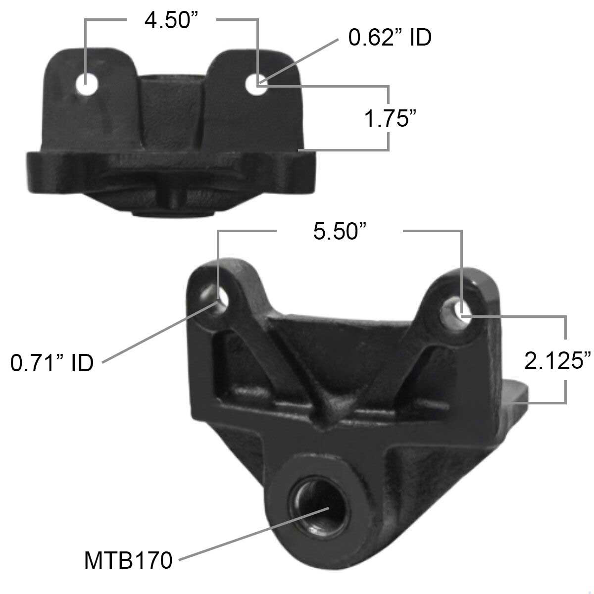 Freightline leaf spring hanger M1484 measurements.
