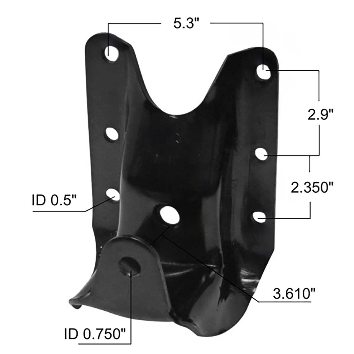 Freightliner leaf spring hanger M1709 measurements.