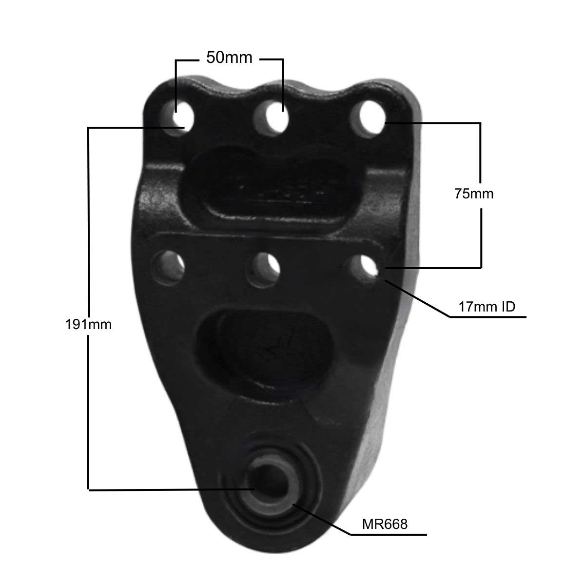 Freightliner leaf spring hanger MFL46540 measurements.