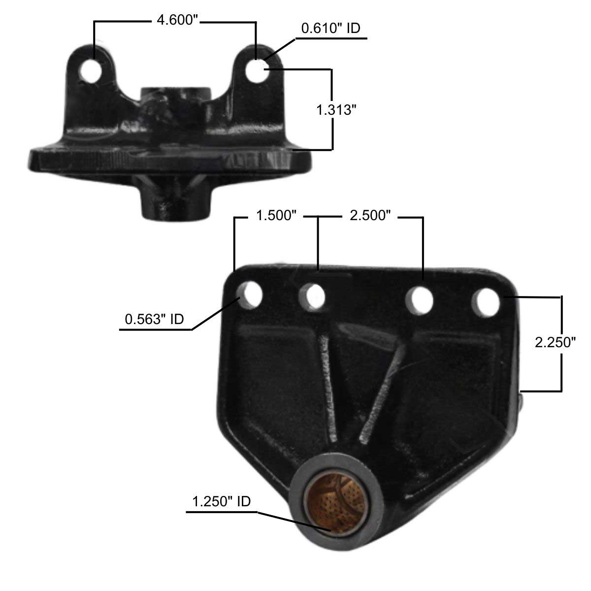 International leaf spring hanger M1718 measurements.