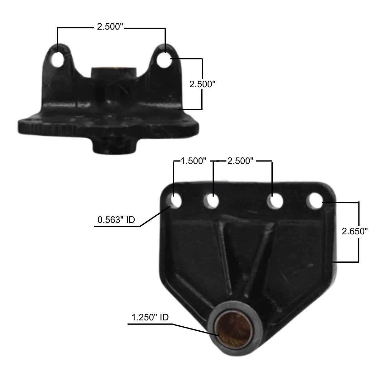 International leaf spring hanger M1720 measurements.