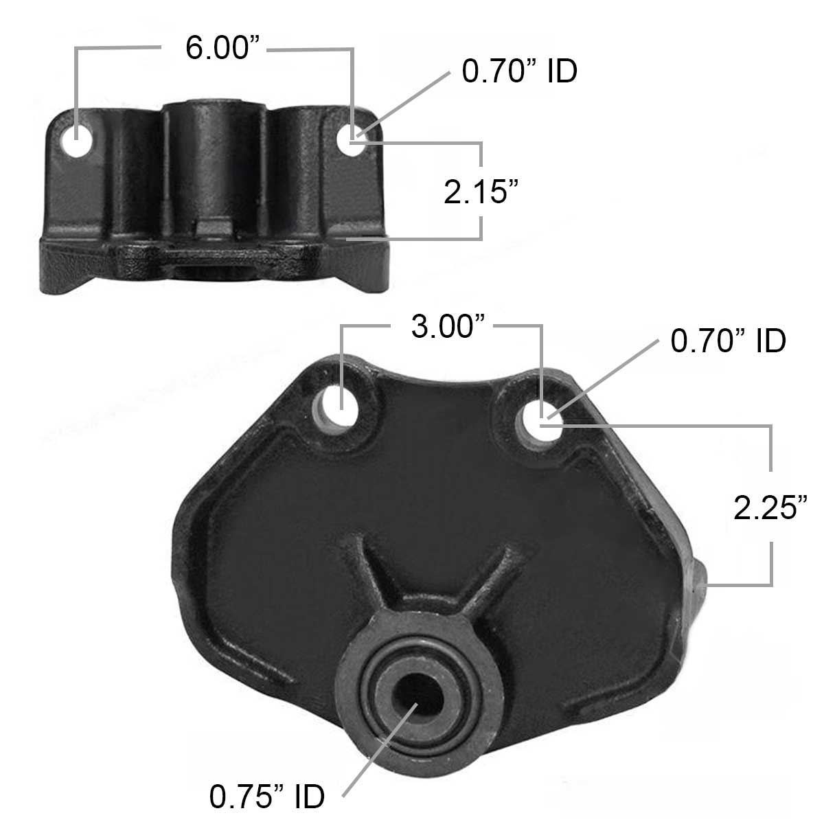 International leaf spring hanger MIH5534 measurements.