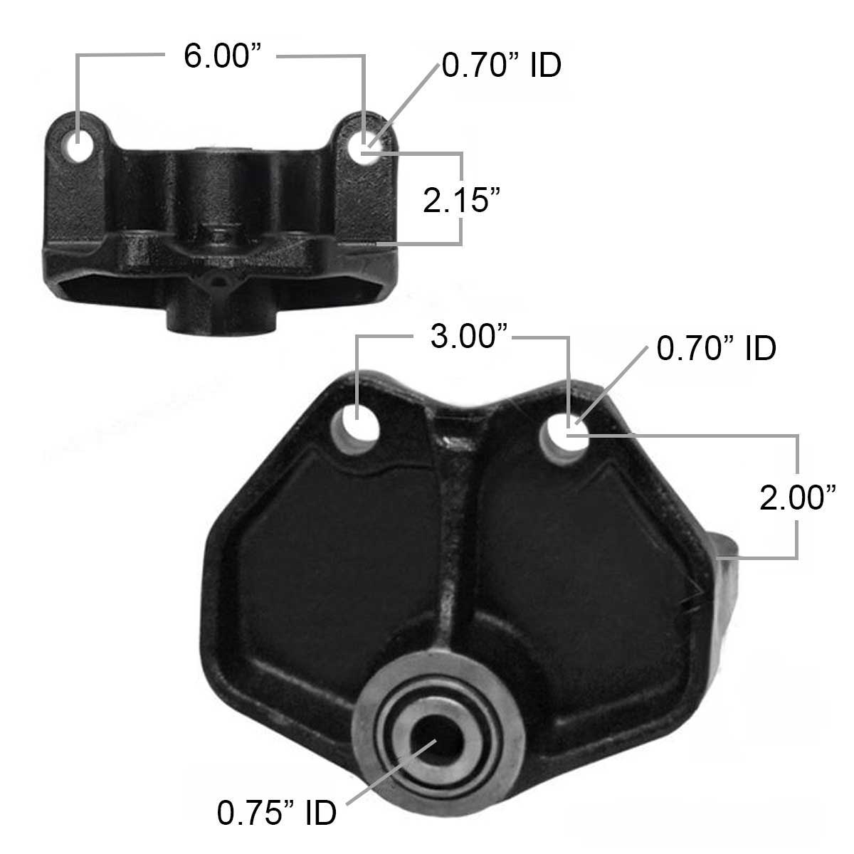 International leaf spring hanger MIH5536 measurements.