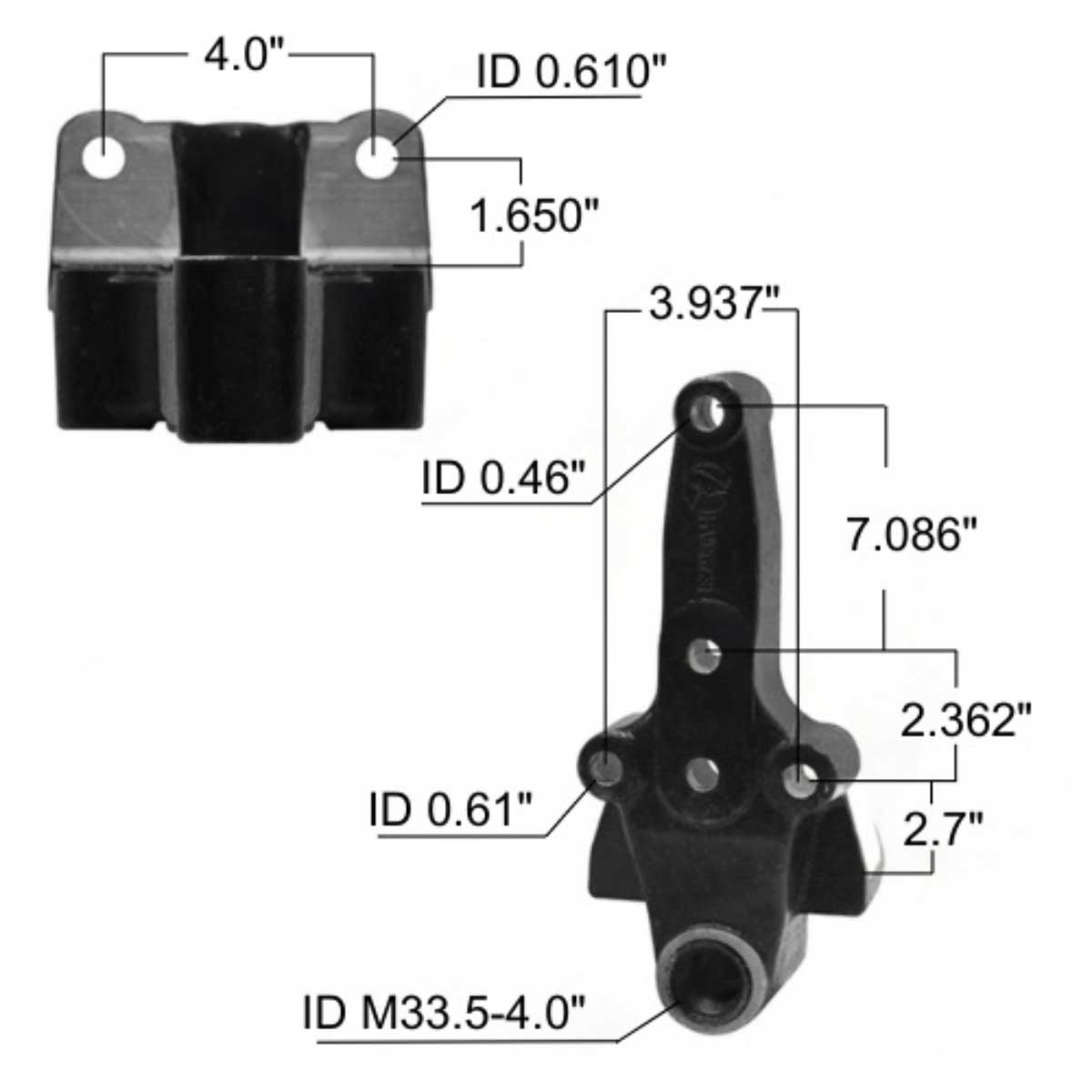 Volvo leaf spring hanger MV96731 measurements.