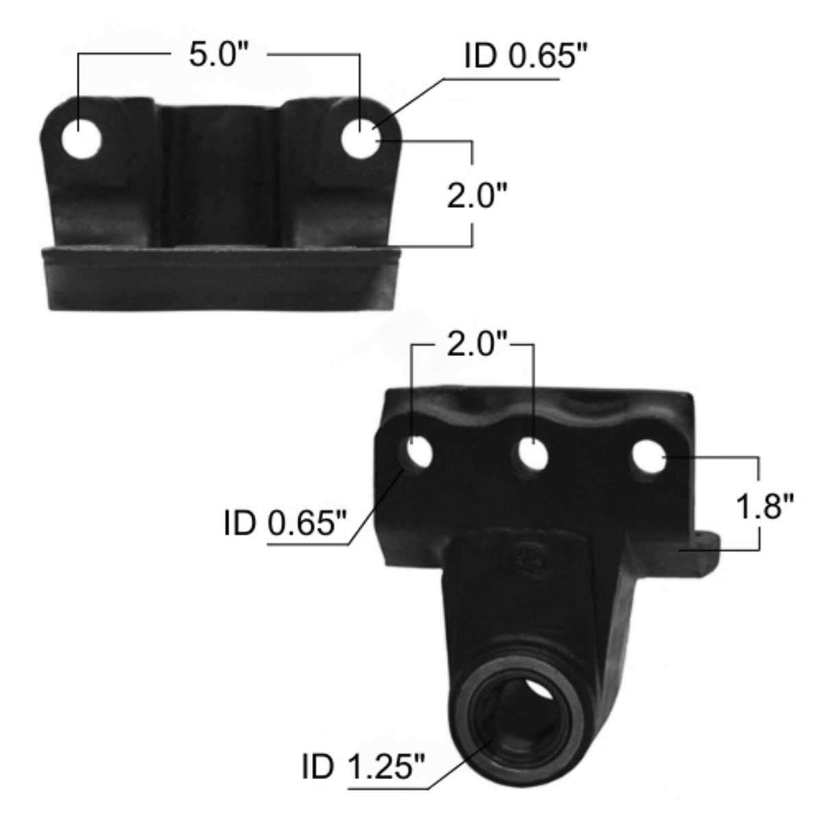 Volvo leaf spring hanger MV1659 measurements.