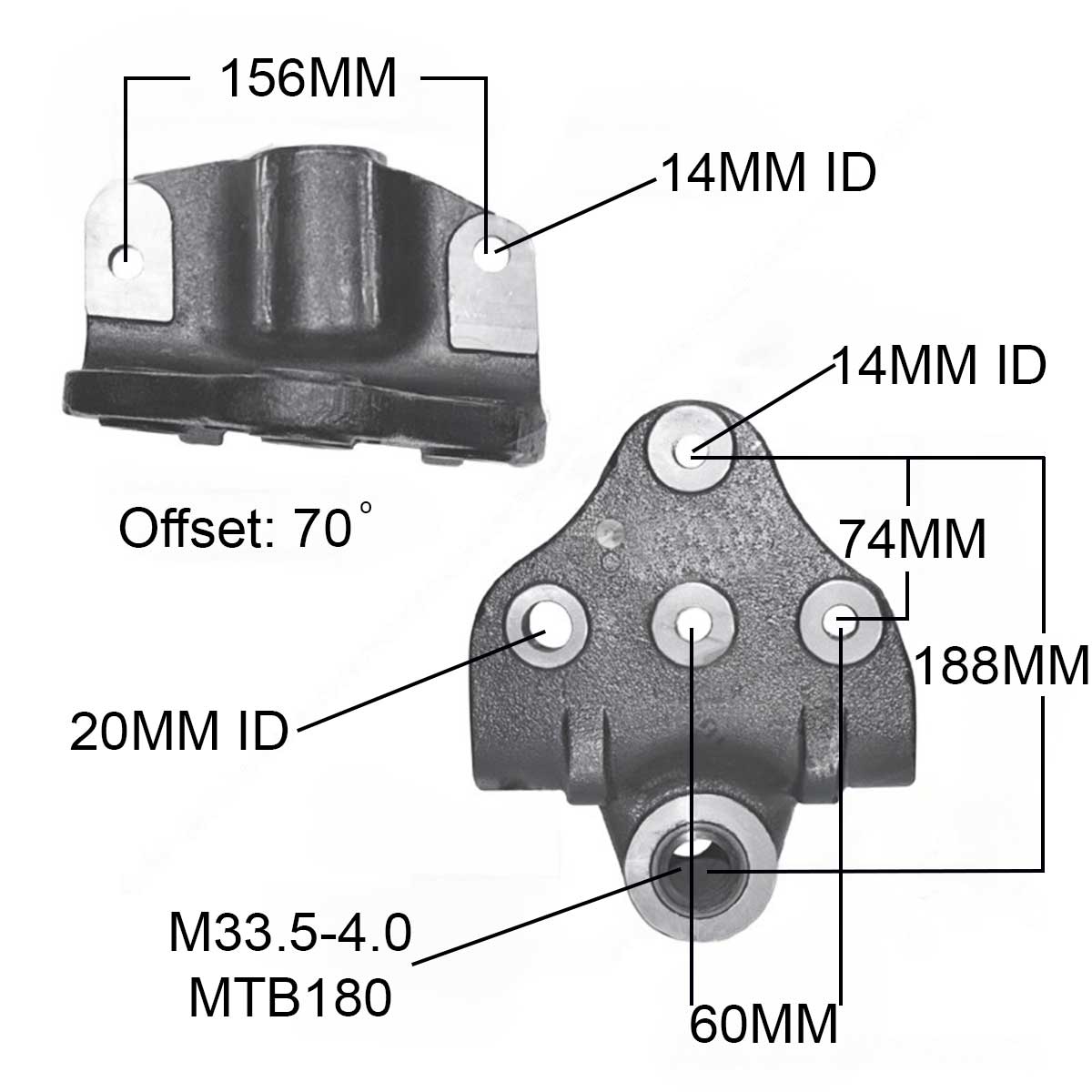 Volvo leaf spring hanger MV96256 measurements.