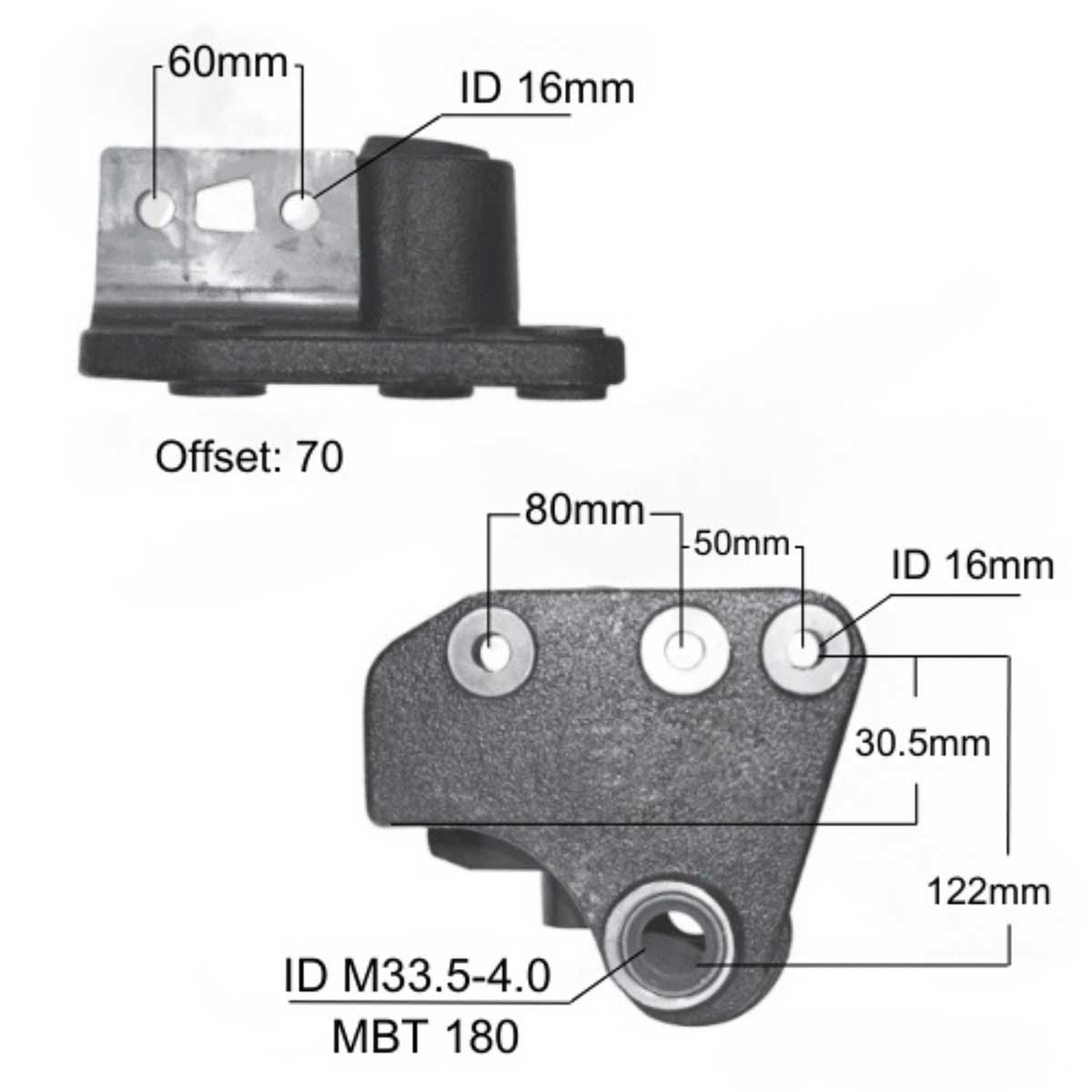 Volvo leaf spring hanger MV96705 measurements.
