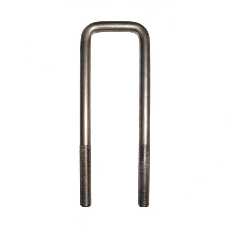 1/2-inch square shaped U-bolt for mounting leaf springs on trucks and trailers, heavy duty and reliable for secure attachments.